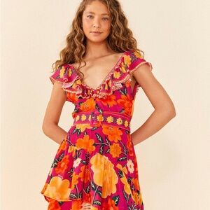Farm Rio Pink Floral Mini Dress